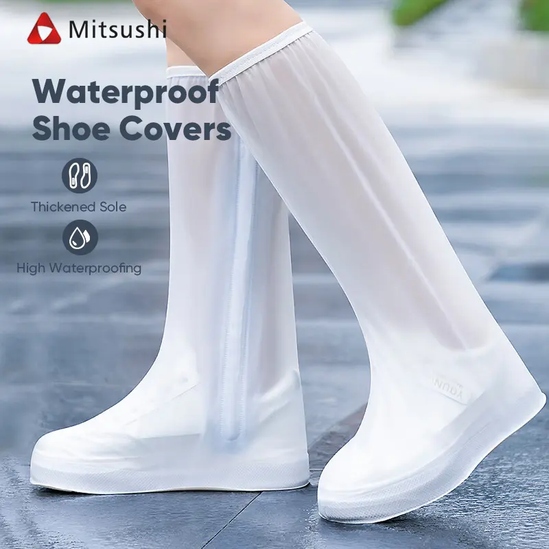 Mitsushi Pelindung Sepatu Anti Air Long Waterproof Cover Sarung Sepatu Tahan Hujan Cover Shoes Jas Hujan Transparan / Hitam
