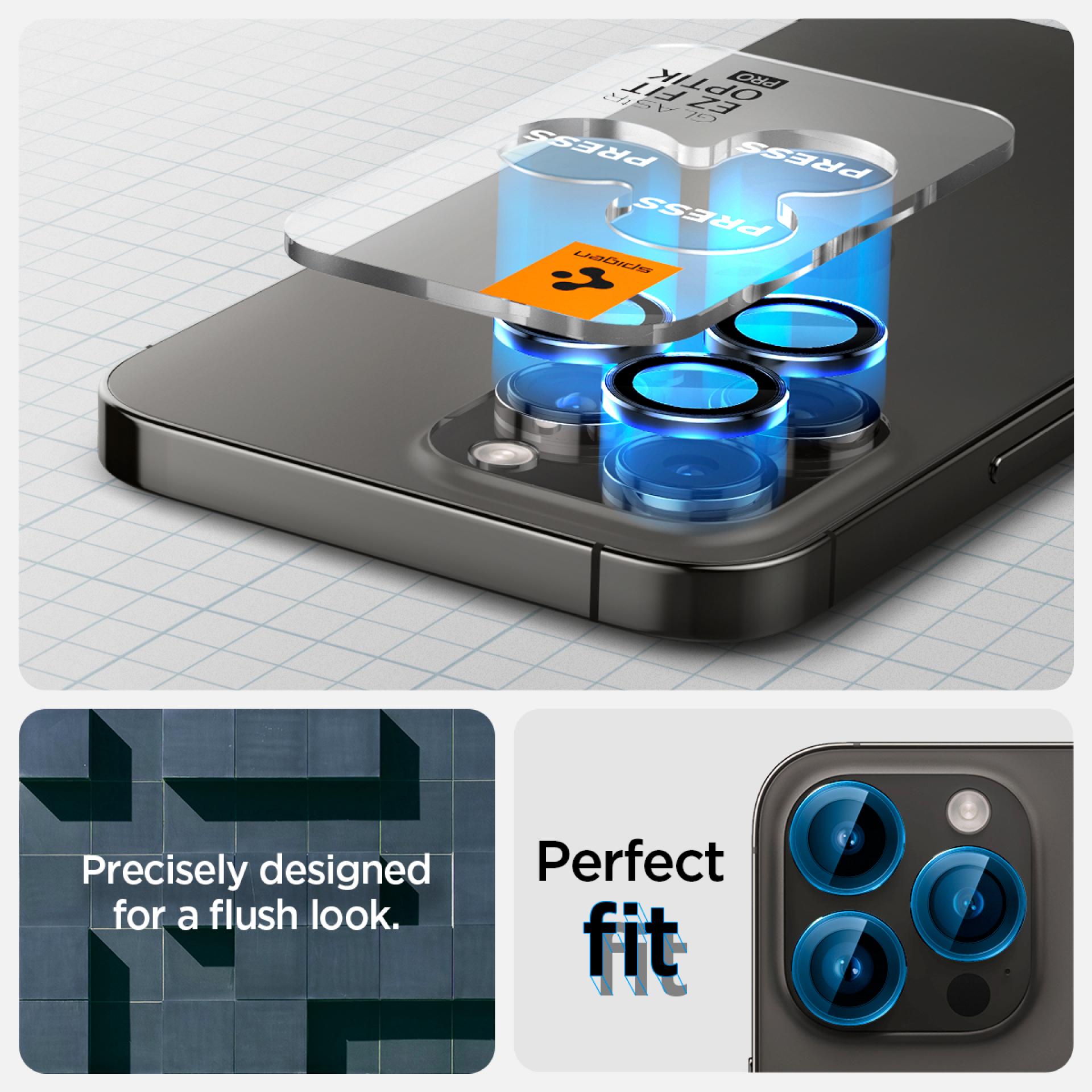 Spigen iPhone 16 Pro Max / 16 Pro Camera Lens Protector with Tray 2 Pack GlastR EZ Fit Optik Pro - L-Series AGL05217-OLD