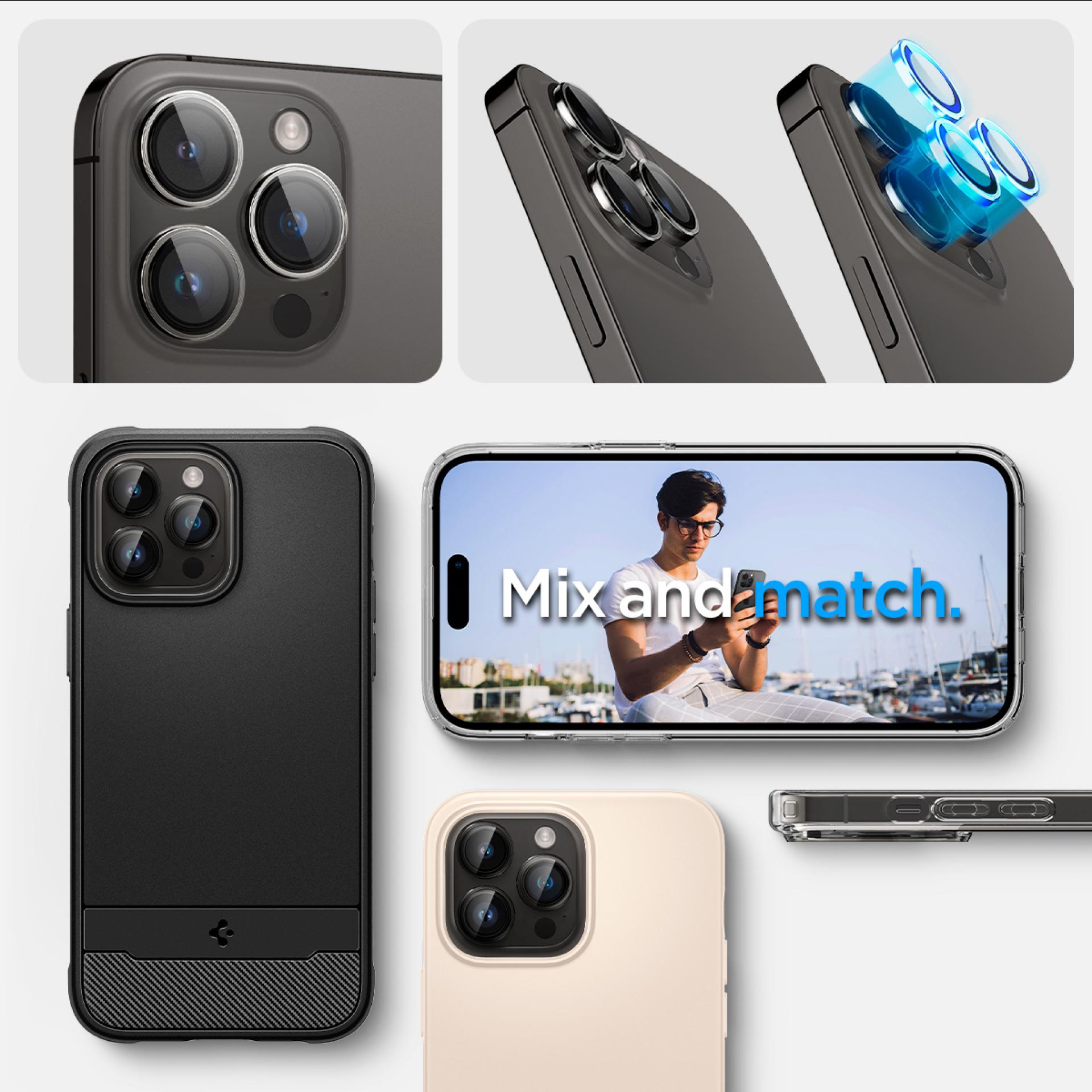 Spigen iPhone 16 Pro Max / 16 Pro Camera Lens Protector with Tray 2 Pack GlastR EZ Fit Optik Pro - L-Series AGL05217-OLD