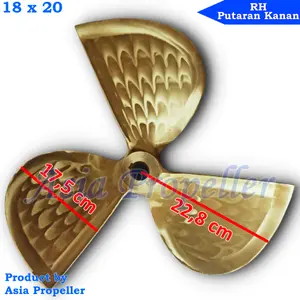 Propeller / Baling baling kapal kuningan ukuran 18 x 20 Putaran Kanan RH 3 daun - Asia Propeller
