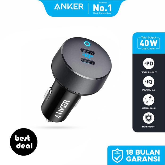 Gambar Anker PowerDrive III DualUSB-C Car Charger Fast Charging 40W 2-port Each 20W Power IQ 3.0 Type C - A2724 dari bestdeal_NEW Kota Administrasi Jakarta Pusat Tokopedia