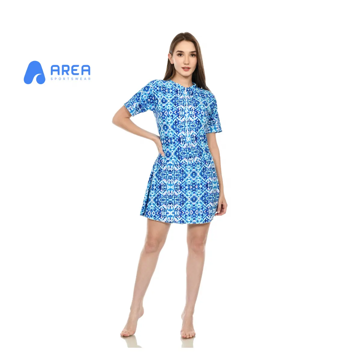 Baju Renang Wanita Dewasa Dan Remaja Motif Rok Lengan Pendek