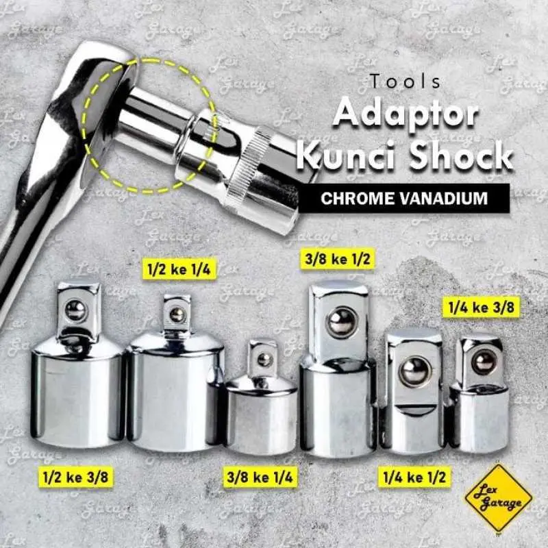 Adaptor Soket Impact dan Set Peredam 1/4" 3/8" 1/2" 3/4" Baja Cr-V dengan Casing untuk Konversi Driver