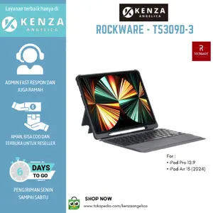ROCKWARE T5309D-3 - Smart Keyboard Case with Trackpad for iPad Pro 12.9-Air 13 2024