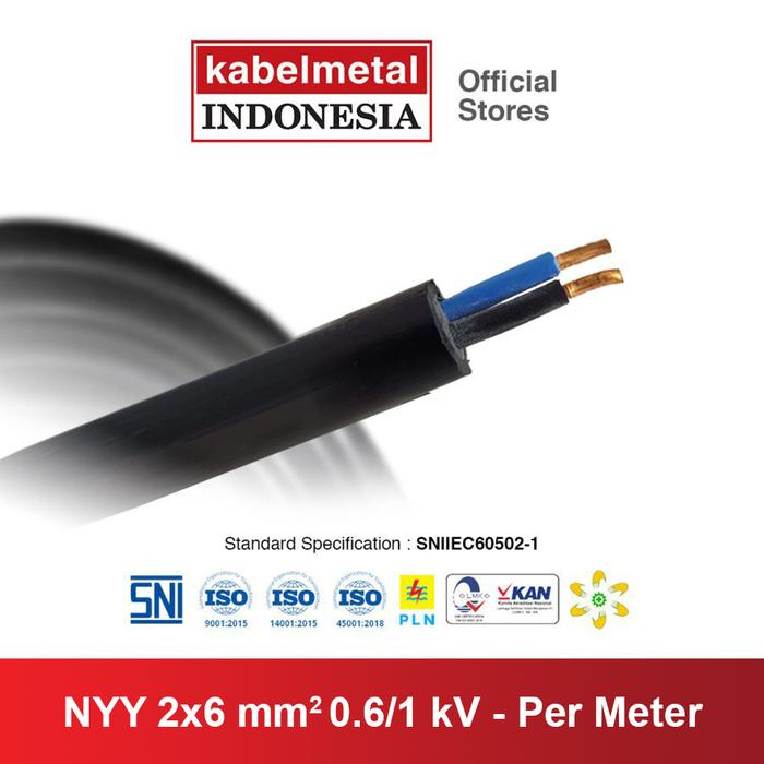 Gambar Kabel NYY 2x6 mm Per Meter kabelmetal INDONESIA - Tufur Outdoor Kawat Tembaga Tunggal PVC Hitam Listrik KMI SNI dari Kabelmetal Indonesia Kota Administrasi Jakarta Timur Tokopedia