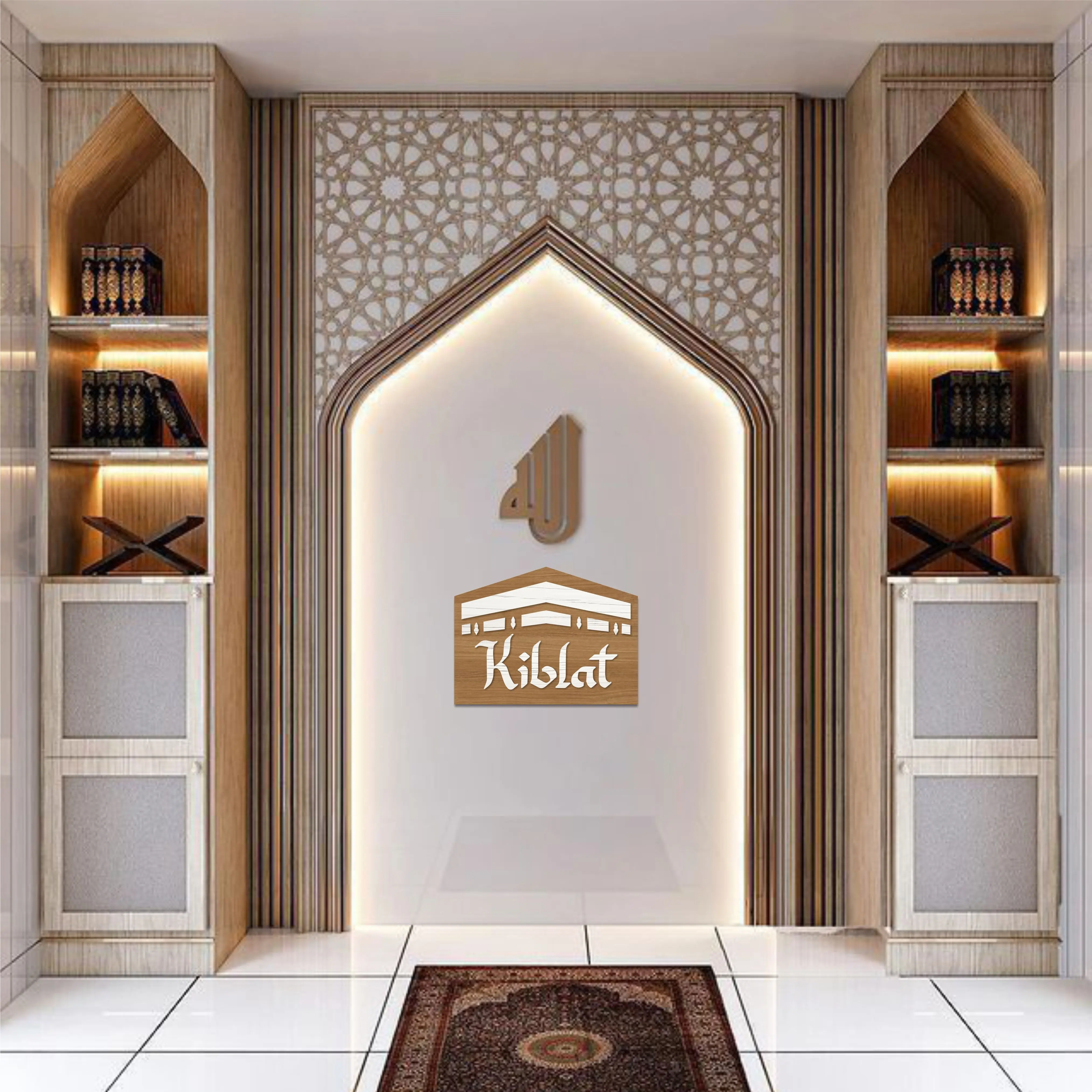 Papan Tanda Arah Kiblat Bahan Plywood 6 mm cantik