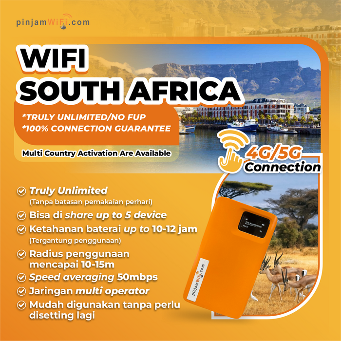 Gambar Sewa Pinjam Wifi Africa Daily Truly Unlimited South Afrika Nigeria - FUP 600MB/Day dari Pinjam WiFi Kota Administrasi Jakarta Pusat Tokopedia