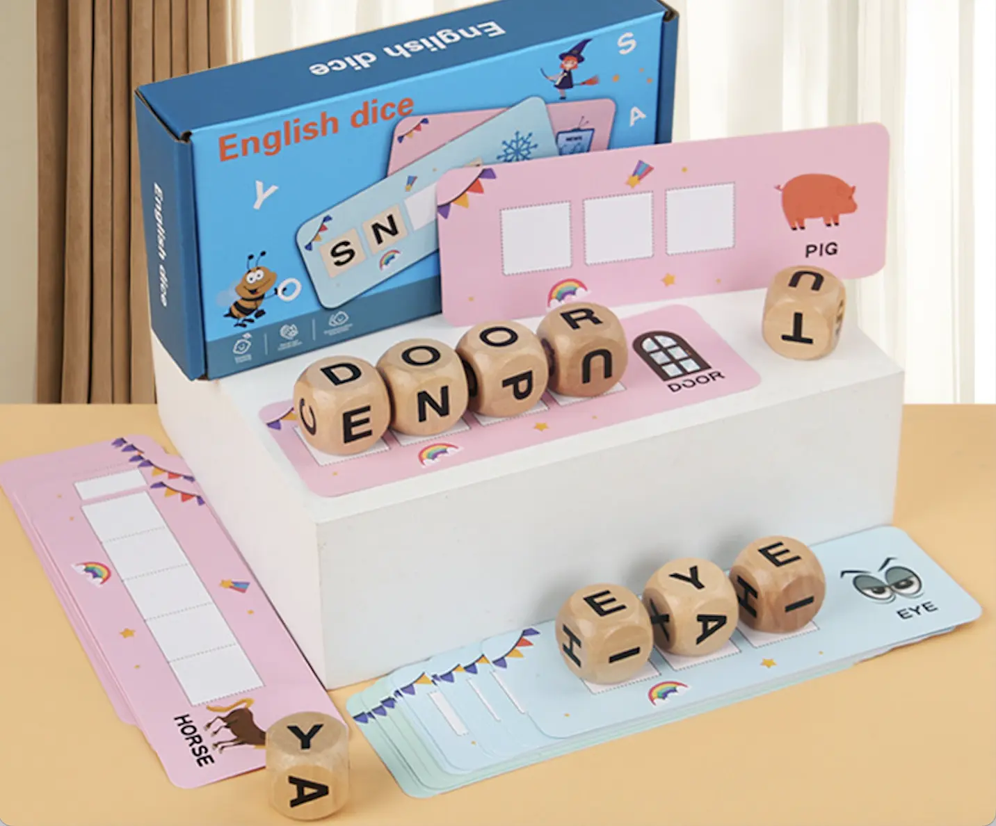 Mainan Edukasi Anak Belajar Kata Bahasa Inggris Spelling Game English Dice Permainan Kartu