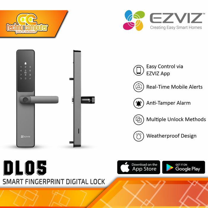 Gambar SMART DOOR LOCK EZVIZ DL-05 SMART Fingerprint & Push Pull Digital Lock dari Techno Computer Bali Kota Denpasar Tokopedia