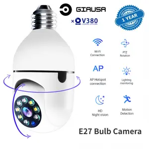 V380 Pro Q15 Blub PTZ Camera 1080p Kamera Keamanan IP Pelacakan Otomatis Penglihatan Malam CCTV Nirkabel