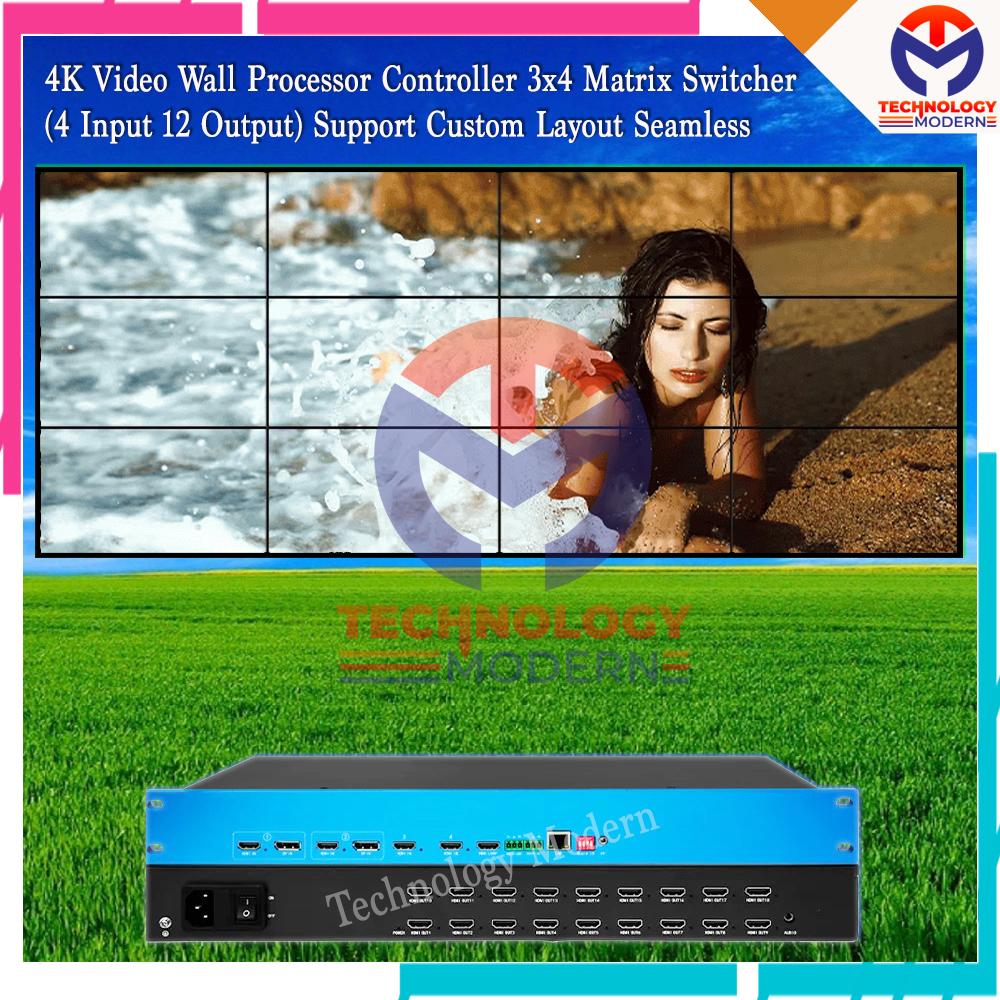 HDMI Video Wall Controller 4x3 3x4 Untuk 12 TV Jadi 1 Gambar Besar 4K