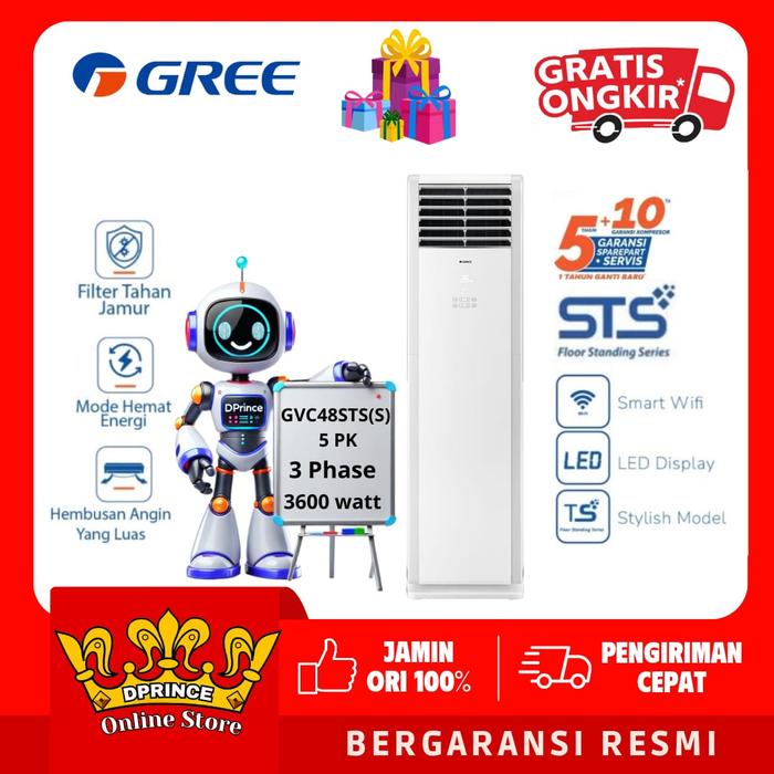 Gambar AC GREE FLOOR STANDING 5 PK GVC-48 STS ( S ) ECO AC STANDING 5 PK dari DPRINCE Kota Administrasi Jakarta Barat Tokopedia