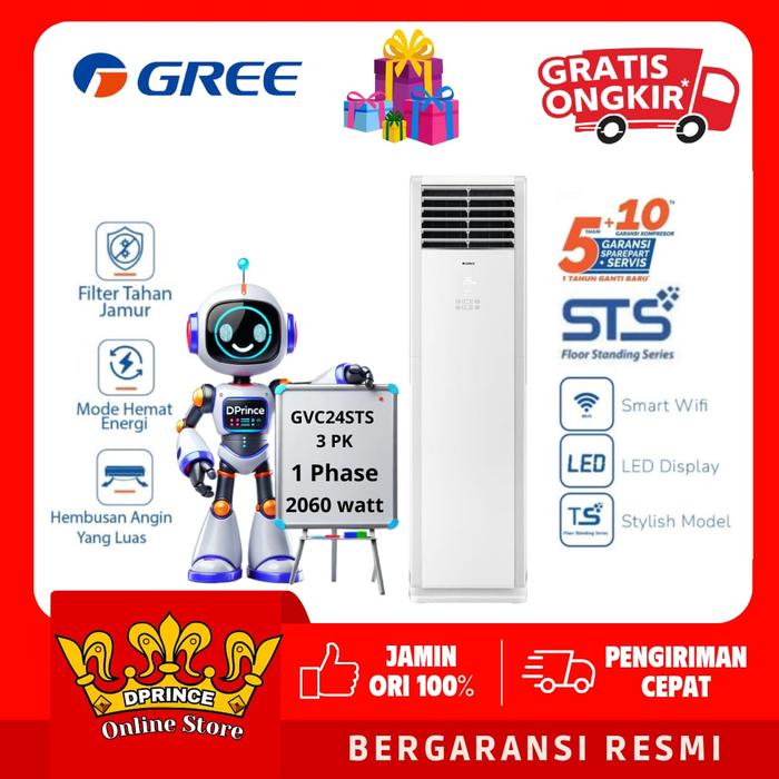 Gambar AC STANDING GREE 3 PK STS SERIES - DELUXE FLOOR STANDING 24 STS dari DPRINCE Kota Administrasi Jakarta Barat Tokopedia