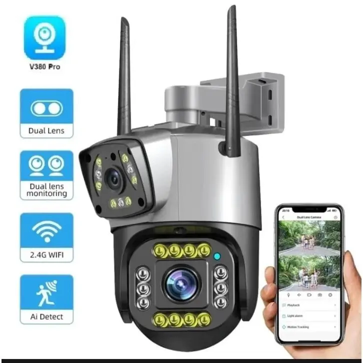 IP Camera CCTV Wifi V380 8MP Speed Dome PTZ Lampu E27 Intercom 2 Way