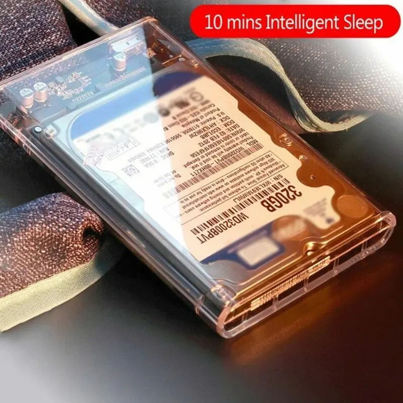 Hard Drive SSD Enclosure 2.5 Inch USB 3.0 to USB Micro B 3.0 - WX537 (Transparent) Made By Taffware 5
