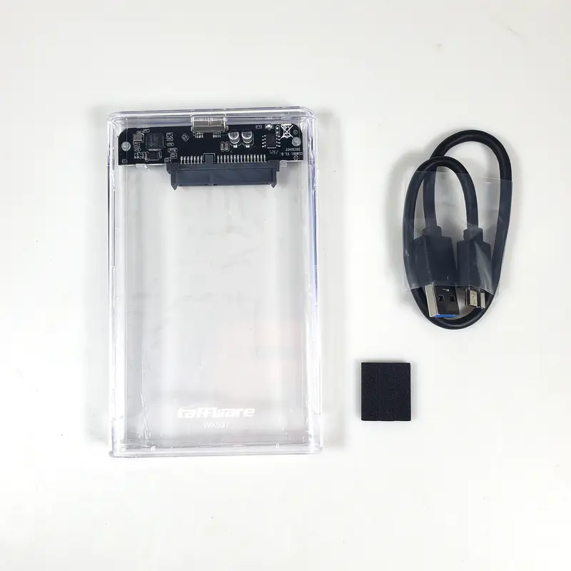 Hard Drive SSD Enclosure 2.5 Inch USB 3.0 to USB Micro B 3.0 - WX537 (Transparent) Made By Taffware 6