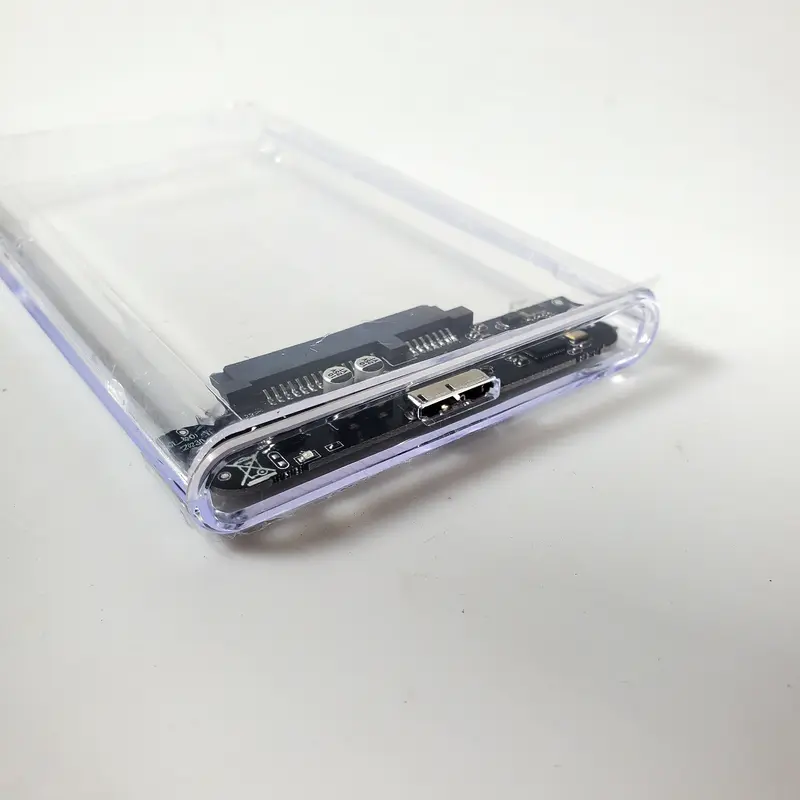 Hard Drive SSD Enclosure 2.5 Inch USB 3.0 to USB Micro B 3.0 - WX537 (Transparent) Made By Taffware 2