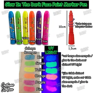Cat Glow In The Dark Face Paint Marker Pen UV Light / Aksesoris Perlengkapan Pesta Menyala di Gelap