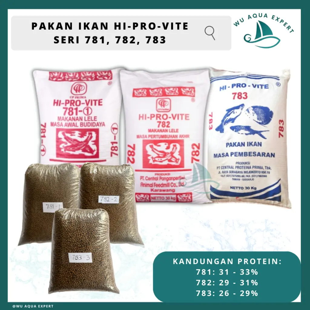 HI-PRO-VITE 781 - 1, 2, 3 CP Prima Pakan Pelet Ikan Budidaya Lele Nila