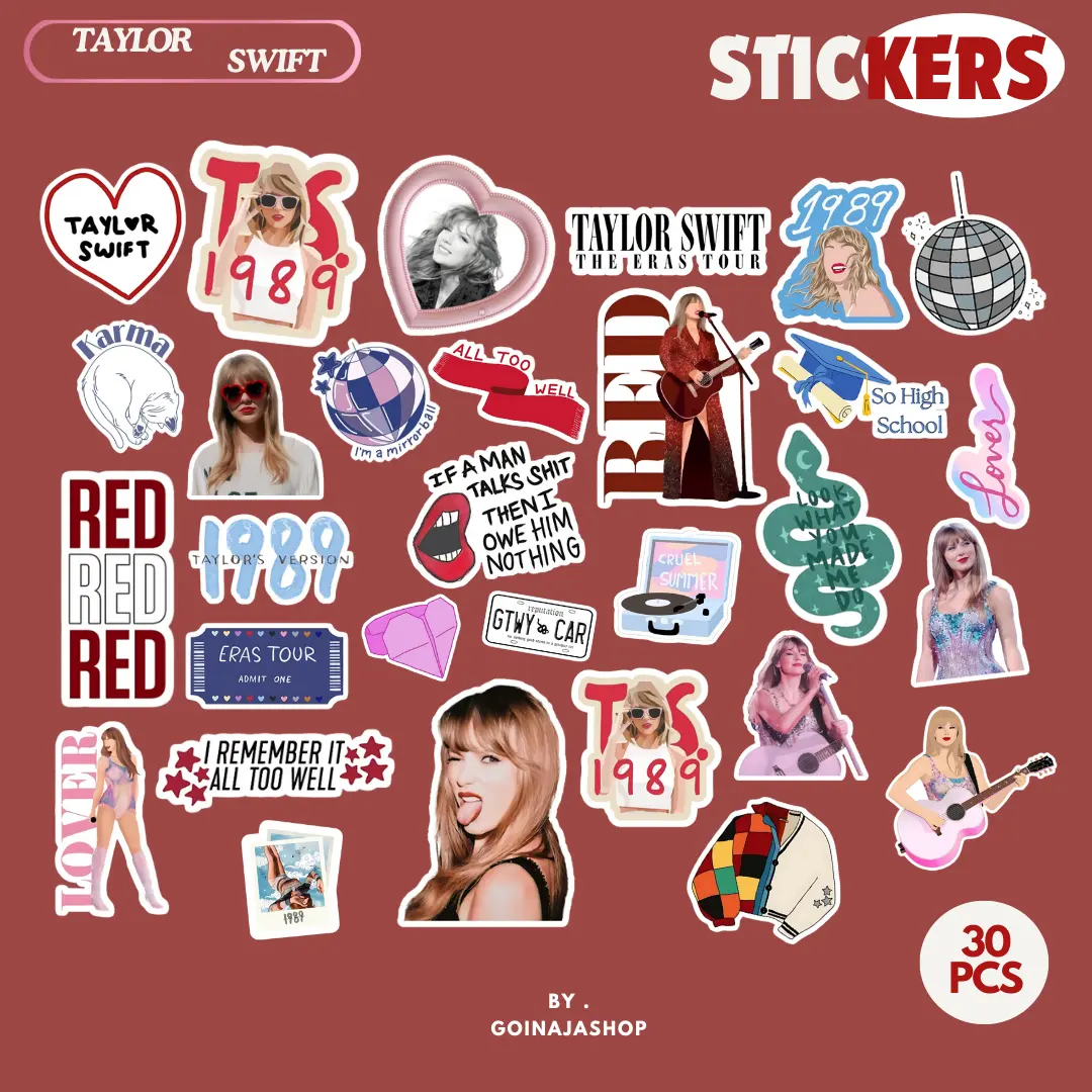 Stiker Pack 30 PCS TAYLOR SWIFT Swifties Vinyl Tahan Air Waterproof untuk Sticker Laptop - Casing - Helm Motor - Tumblr Botol Minum - Buku Diary Stiker untuk anak-anak