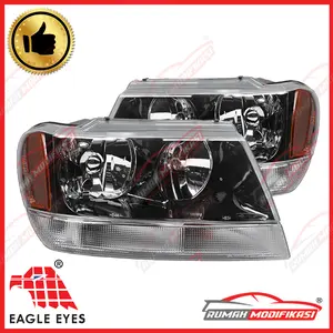 HEAD LAMP – JEEP CHEROKEE 2002 – 2003 – BLACK CHROME