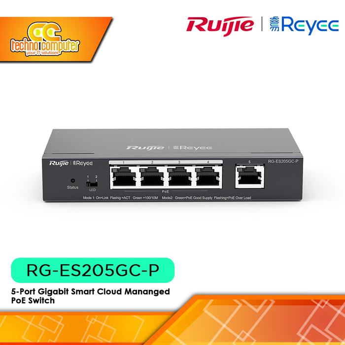 Gambar SWITCH POE RUIJIE/REYEE RG ES205GC-P 5-Port Gigabit Smart Cloud Managed PoE Switch dari Techno Computer Bali Kota Denpasar Tokopedia