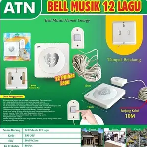 Bel Pintu Rumah Door Bell Musik 12 Lagu Plus Kabel