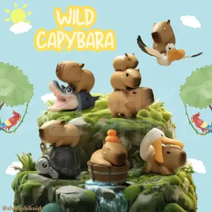 FGCcpy Figure Chibi Kapibara Capy Capybara Funny Pose dengan Hewan Lain