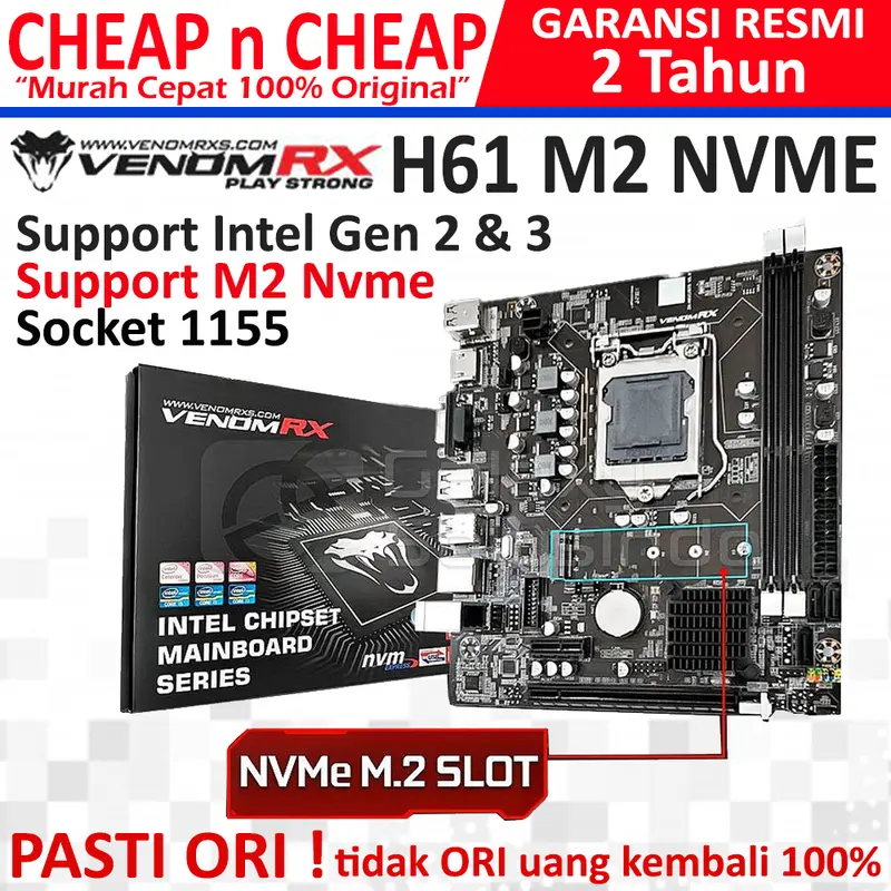 Venom RX H61 VGA HDMI - Motherboard LGA 1155 VenomRX H61 0