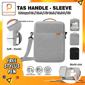 Tas untuk Huawei Matepad 11 / 11.5 / Air 11.5 / 11.5 S / SE 11 / SE 10.4 Pouch Handle Tablet Storage Jinjing Sleeve Universal Bag Pria Wanita Kerja Kuliah Slot Selempang Cowok Cewek Abu Hitam Grey Black Anti Air Waterproof Shockproof Cute Lucu Soft
