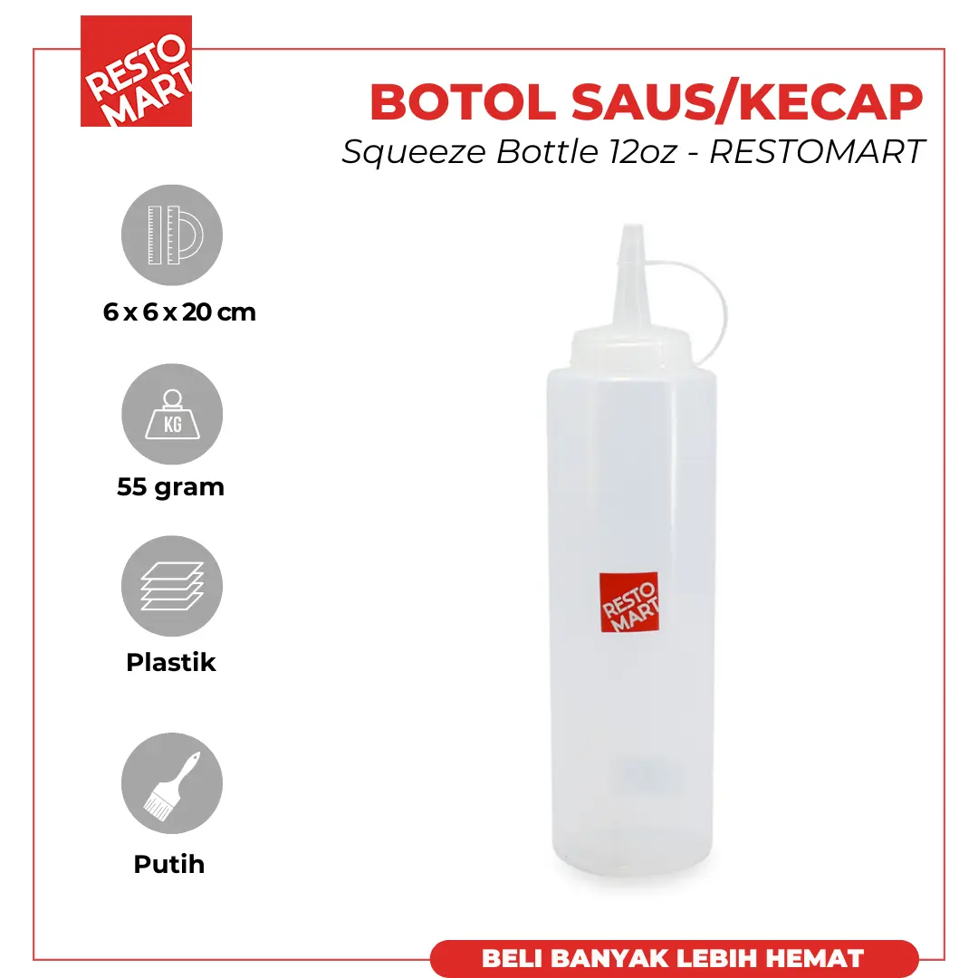 Botol Saos / Kecap / Mayonnaise 12oz RESTOMART Clear(2034013)