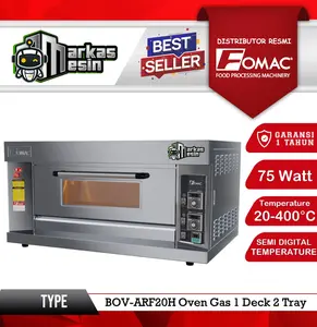 Gas Oven Roti 1 Deck 2 Tray Pemanggang Roti BOV-ARF20H FOMAC