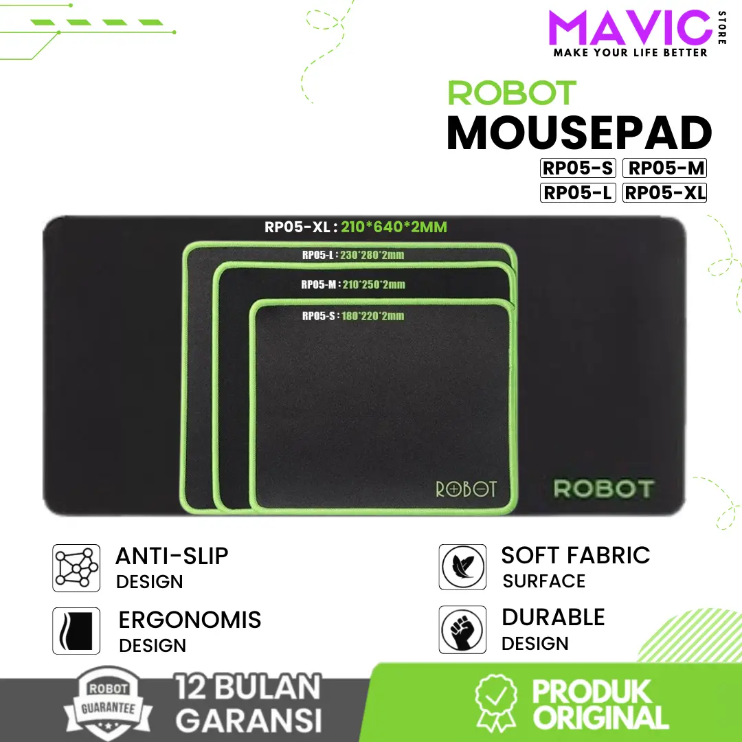 ROBOT RP05 Mousepad Anti-Slip Gaming With Soft Surface Mouse Pad