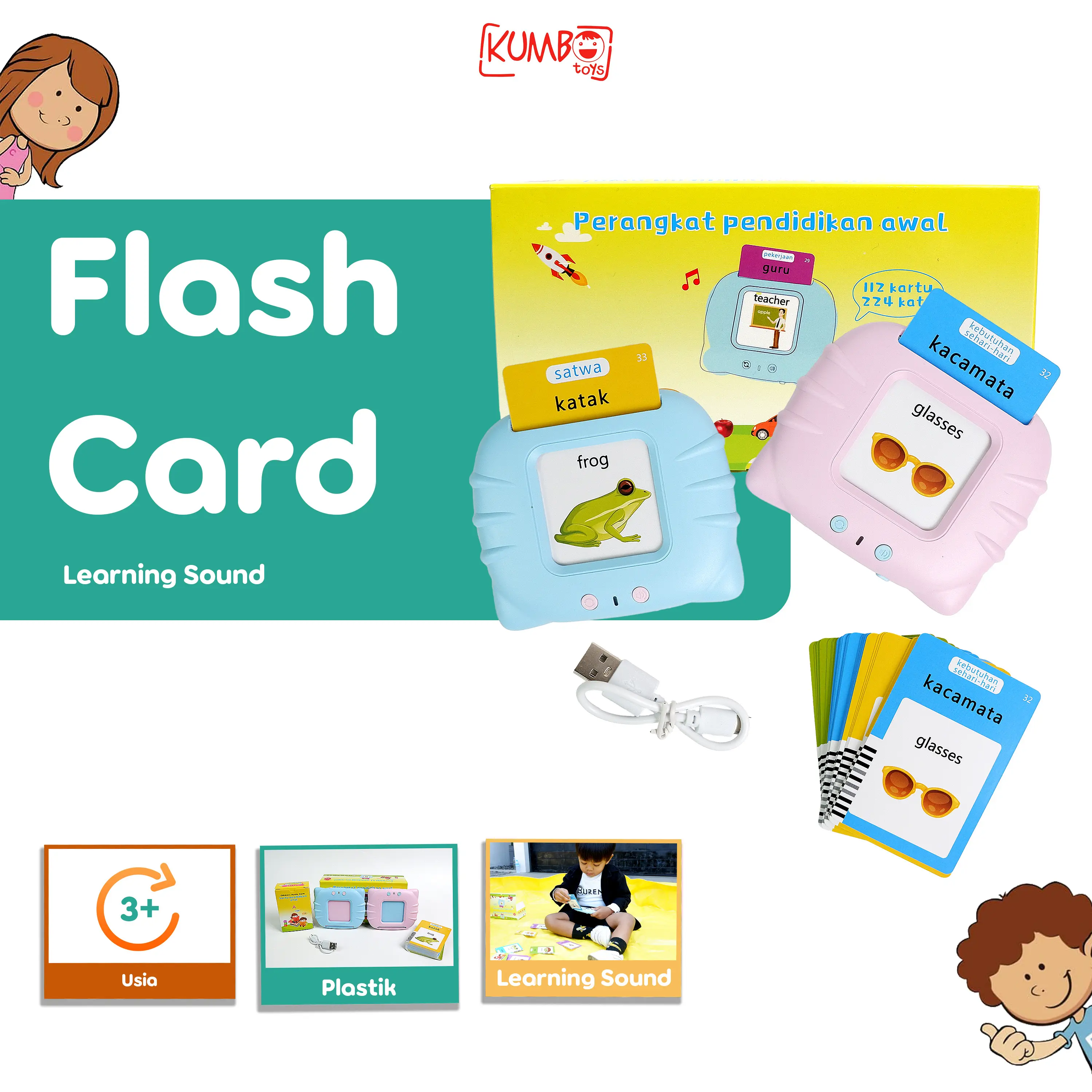 Mainan Edukasi FlashCard Learning Sound Pendidikan Anak EarlyEducation
