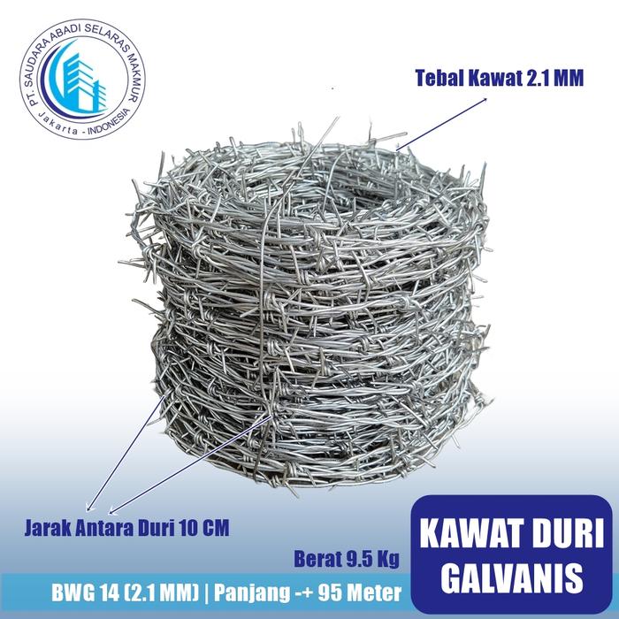 Gambar Kawat Duri Galvanis BWG 14 (9.5Kg - 95Mtr) dari Surya Abadi Steel Kota Administrasi Jakarta Barat Tokopedia