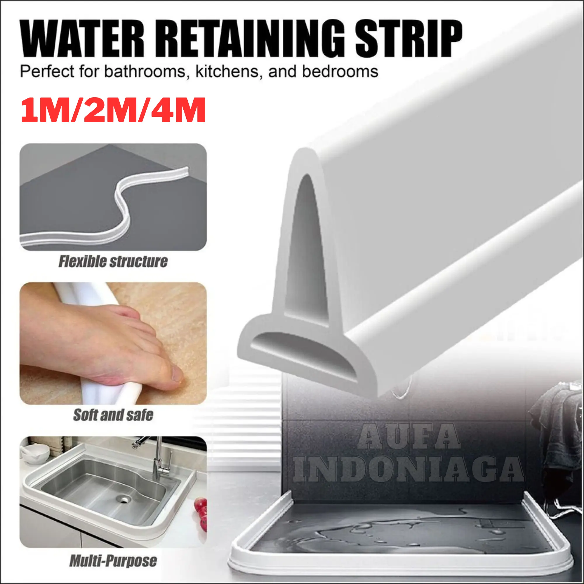 Water Stopper Seal Lantai Penghalang Air Kamar Mandi Tampias Hujan Bahan Karet Silikon