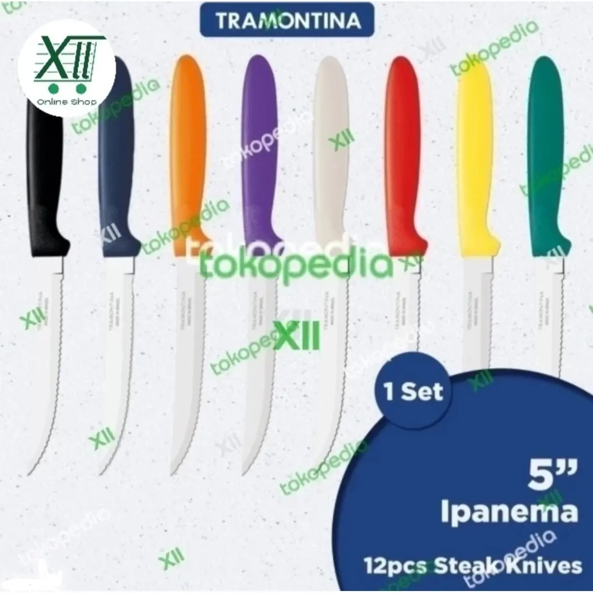 TRAMONTINA STEAK KNiFE SET 12 Pcs Pisau Steak Handle Warna