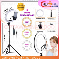 Gambar Paket Tripod 200cm + Lampu Ring Light LED 26cm 10" Selfie Tiktok - LRC - KUALITAS MEDIUM dari Ciptawarna2000 Home Living Kota Palembang 1 Tokopedia