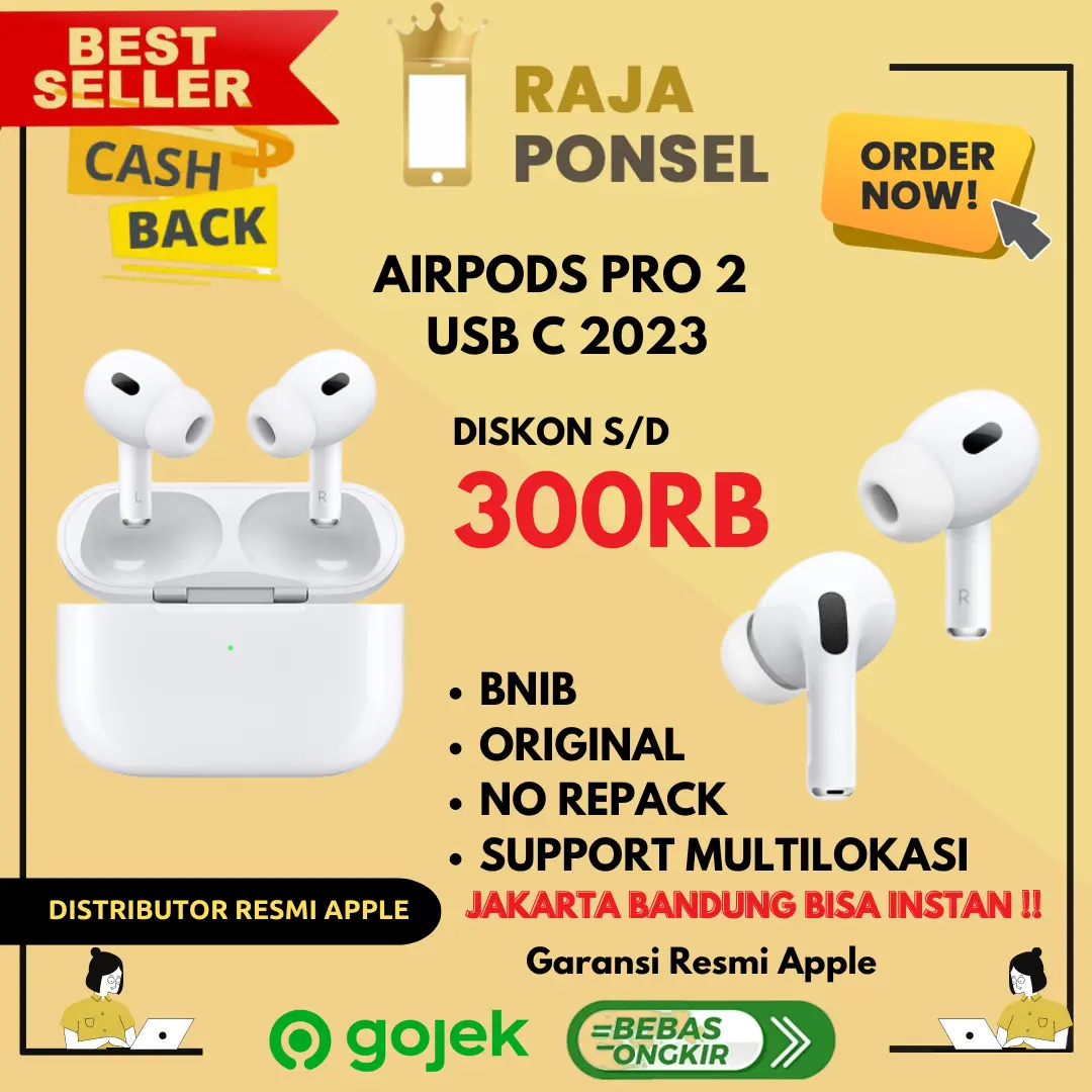 Airpods Pro 2 2nd Gen 2023 USB C Magsafe Wireless MTJV3 (RESMI)
