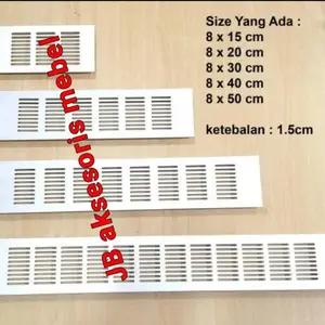 LUBANG HAWA UDARA ALUMINIUM Lebar 8 cm Warna SILVER ANODIZE / SARANGAN SARINGAN VENTILASI ALMINI ANGIN KOTAK PERSEGI UNTUK PINTU LEMARI BAJU PAKAIAN SEPATU atau DAPUR KITCHEN SET Lebar 8cm PANJANG 15 20 25 30 40 50 cm