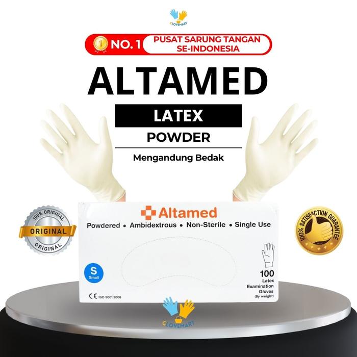 Jual Sarung Tangan Karet Altamed Latex Powder / Hand Gloves Latex ...