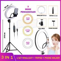 Gambar Paket Tripod 200cm + Lampu Ring Light LED 26cm 10" Selfie Tiktok Vlog - KUALITAS MEDIUM dari Ciptawarna2000 Home Living Kota Palembang 2 Tokopedia