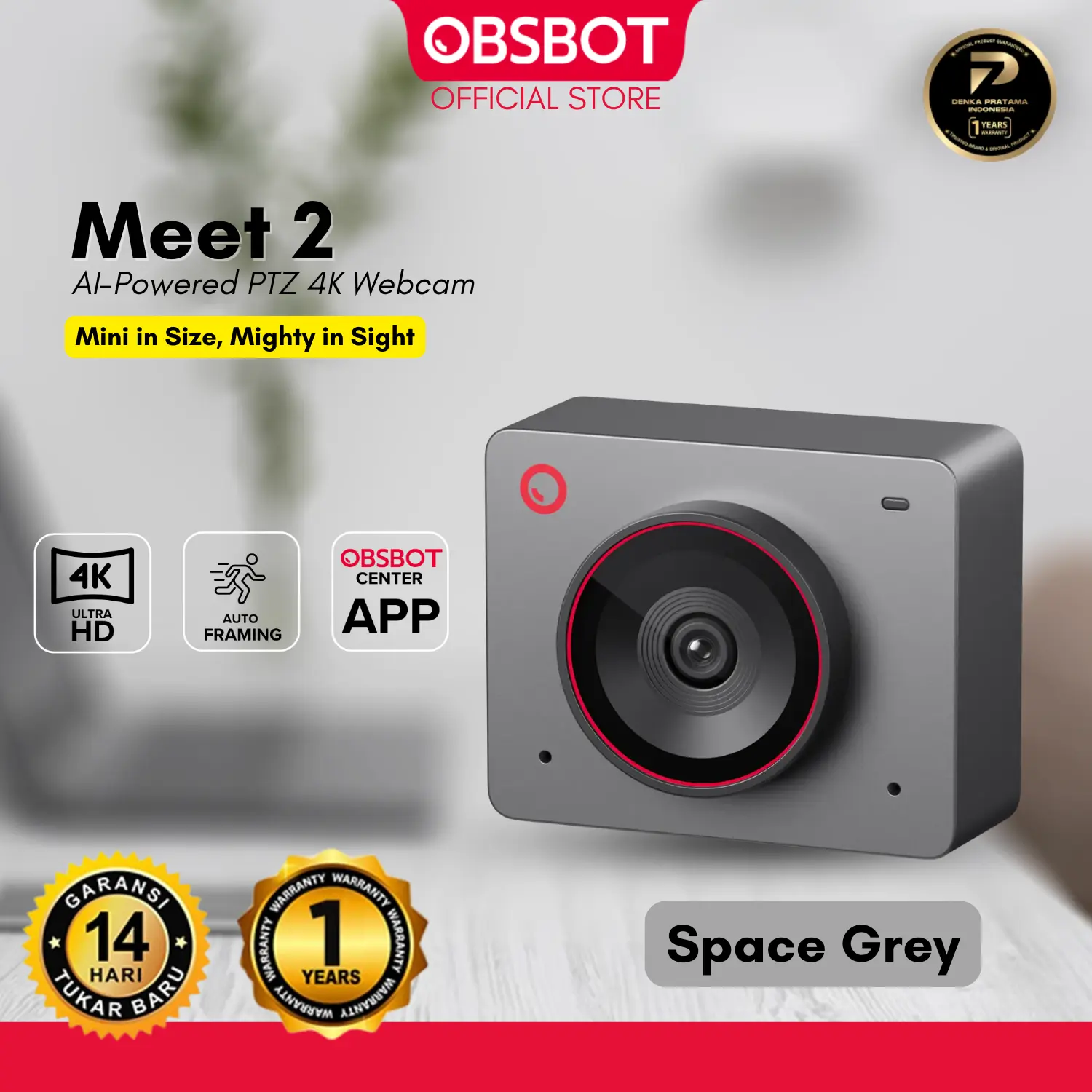 OBSBOT Meet 2 AI-Powered 4K Webcam - SPACE GREY