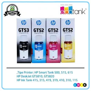 HP Tinta Original GT53/GT52 90ml Cyan Magenta Yellow Black Pigmen untuk Printer HP Smart Tank 500 515 615 DeskJet GT5810 GT5820 Hemat dan Tahan Lama