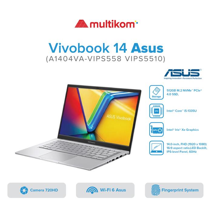 Gambar Asus Vivobook 14 A1404VA-VIPS558 VIPS5510 i5-1335U 16GB 512GB SSD 14″ FHD IPS W11 OHS dari MULTIKOM ID Kota Palembang Tokopedia