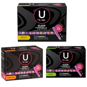 Tampons U by Kotex Click Super , Regular, Super plus Tampons - 32 Count