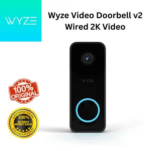 WYZE Smart Video Doorbell v2, Wired, 2K Video, 24/7 Local Recording with microSD Card, Works with Existing Chime, IP65 Weather Resistant, Color Night Vision, and Two-Way Audio, Black (BNIB)