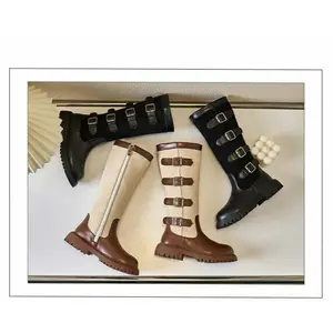 Boot anak perempuan import High Belt Boot BLACK/BROWN