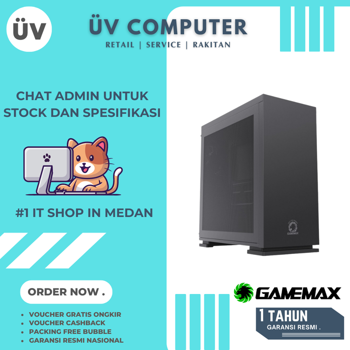 Gambar Casing PC Komputer Gamemax Game Max M60 | Mid Tower | Micro M-ATX Case | 1 Fan Black Hitam dari UV Computer Mall Kota Medan Tokopedia