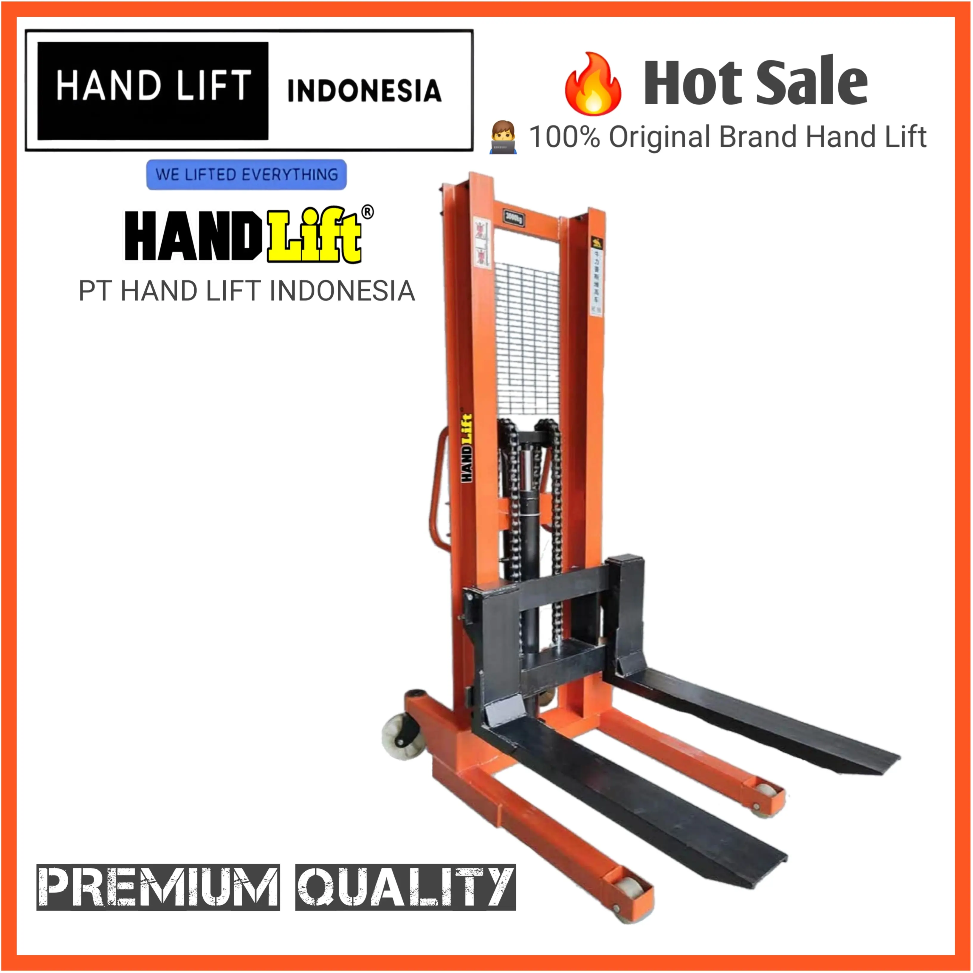 Hand Stacker Manual Ekonomis 2 Ton 1.6 Meter - Merk Hand LIft - Kapasitas 2 Ton Tinggi Angkat 1.6 Meter